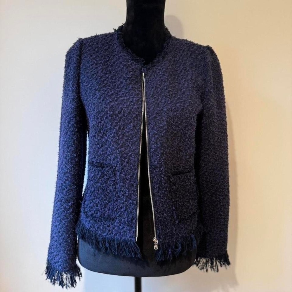 Rebecca Taylor Fringe Jacket in Navy / Size 8 / GREAT condition